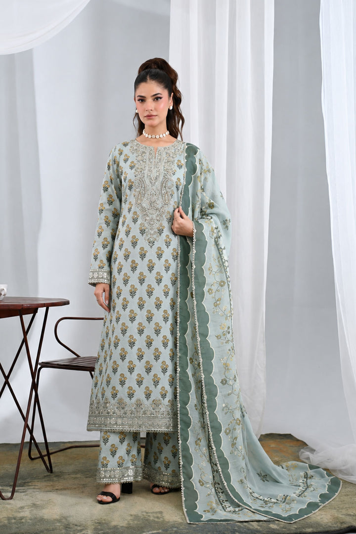 Mint Booti — Printed Lawn 3-Piece Suit