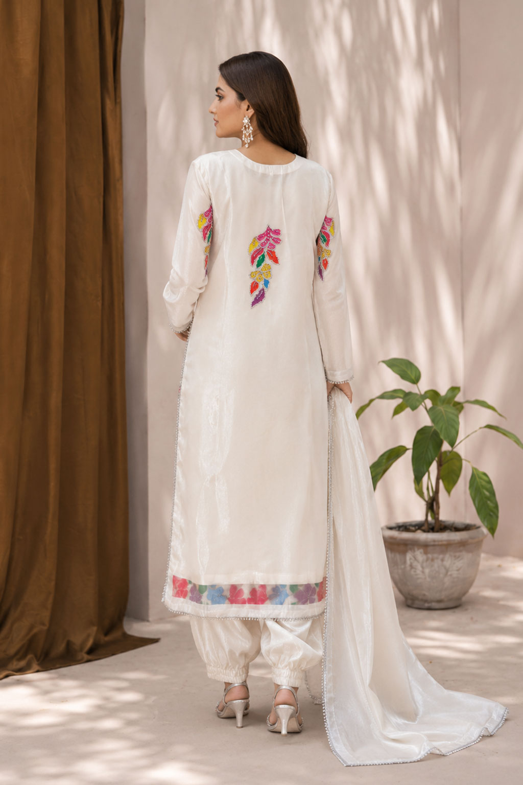 White Embroidered 3-Piece Suit