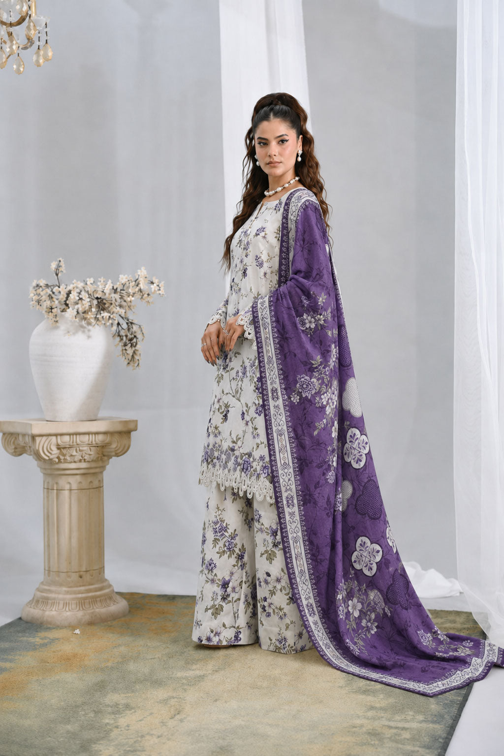 Ivory Violet — Printed Lawn 3-Piece Suit