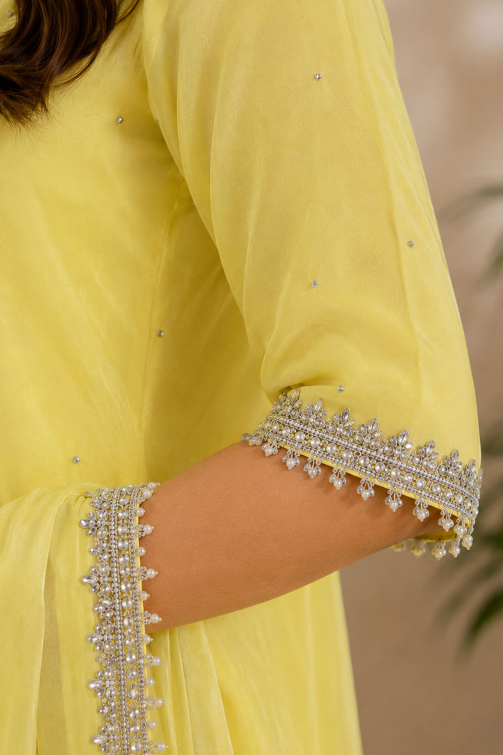 Lemon Yellow Embellished 3-Piece Sharara Suit