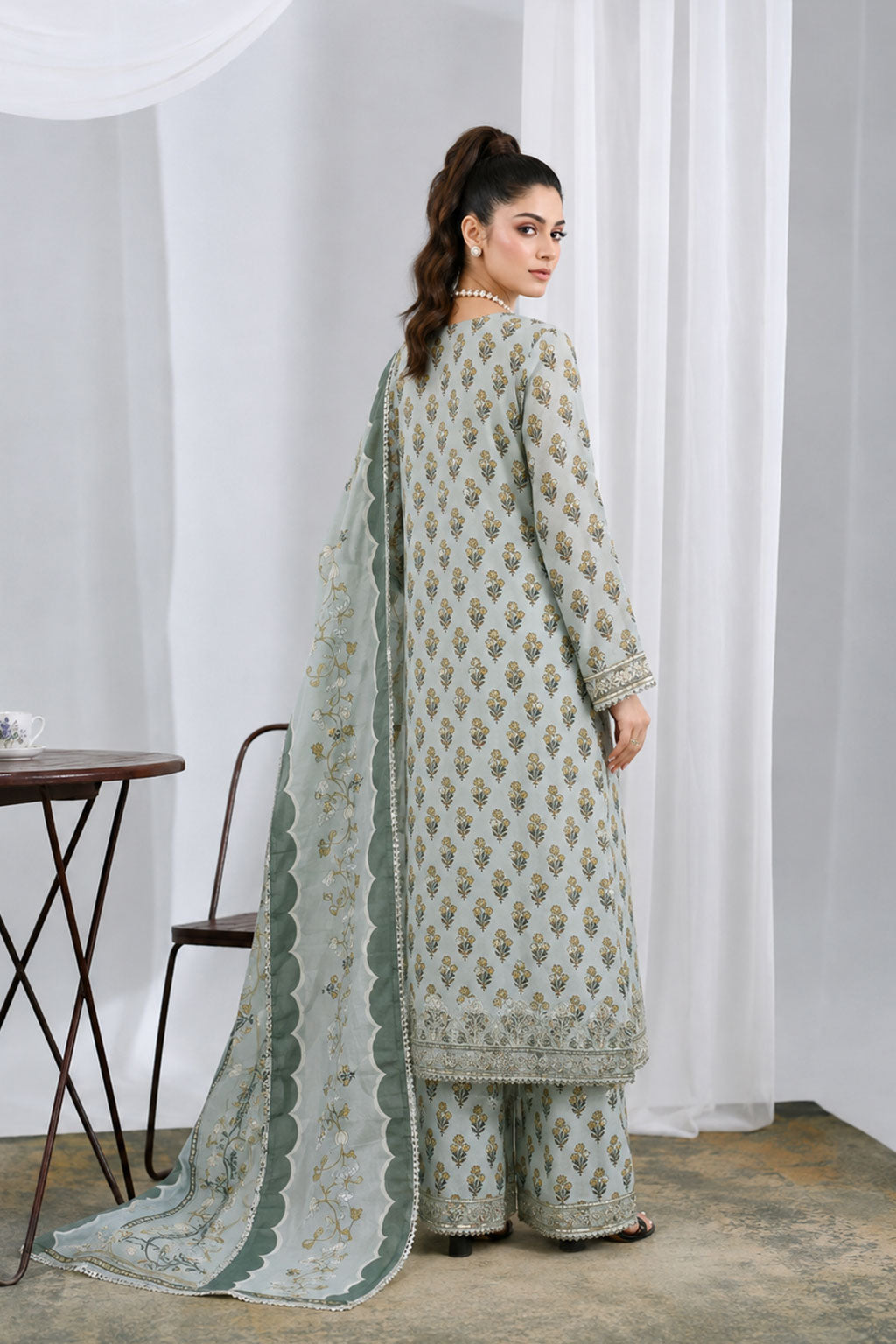 Mint Booti — Printed Lawn 3-Piece Suit