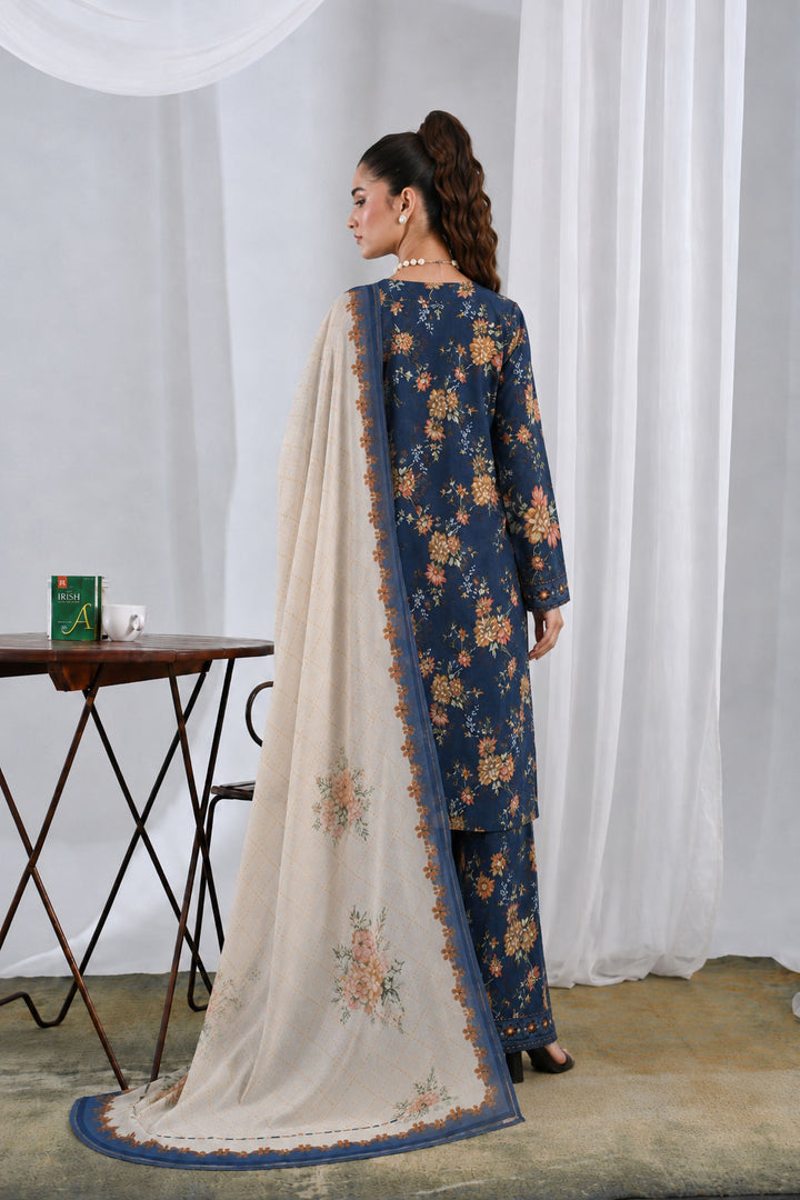 Navy Bloom — Printed Lawn 3-Piece Suit