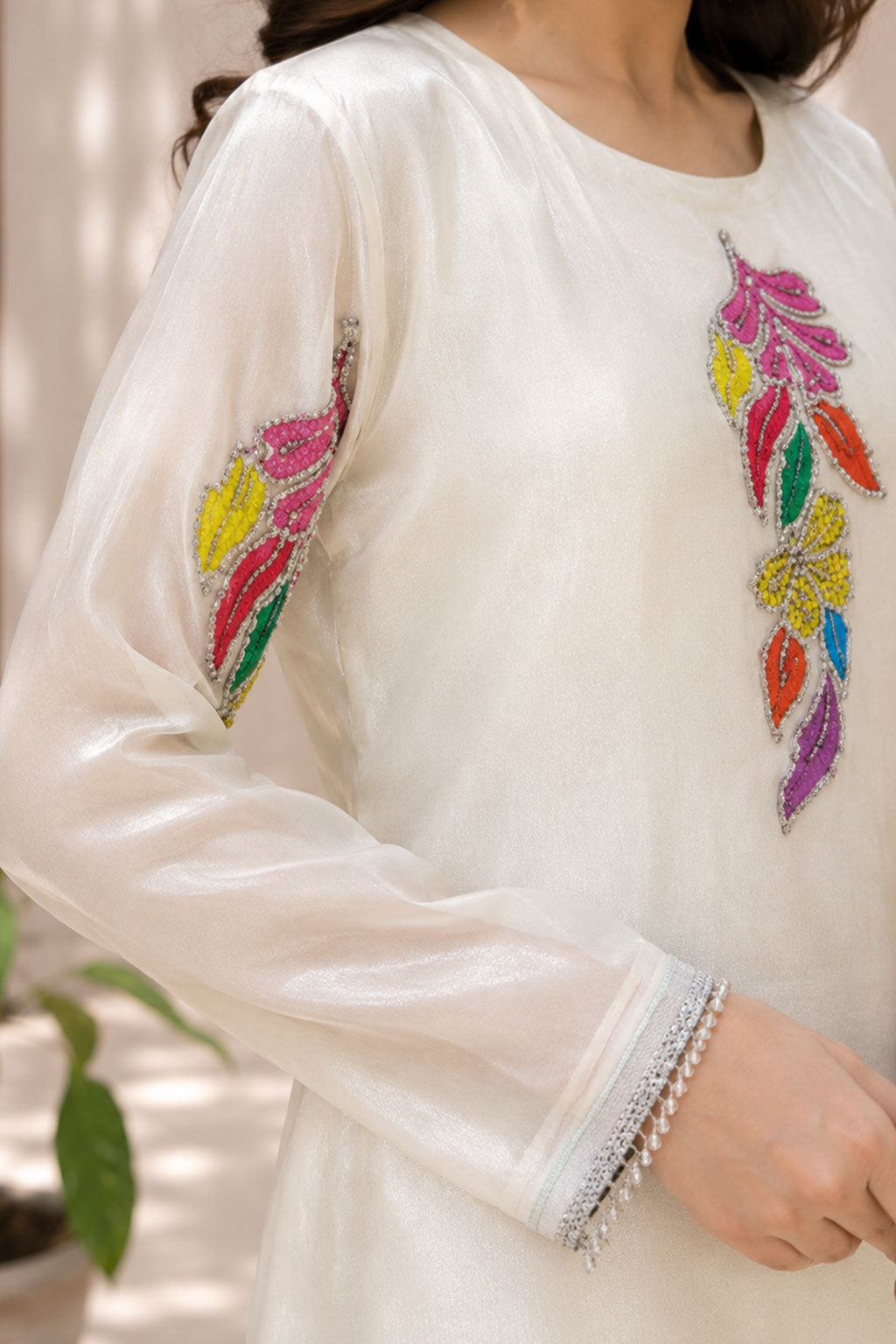 White Embroidered 3-Piece Suit