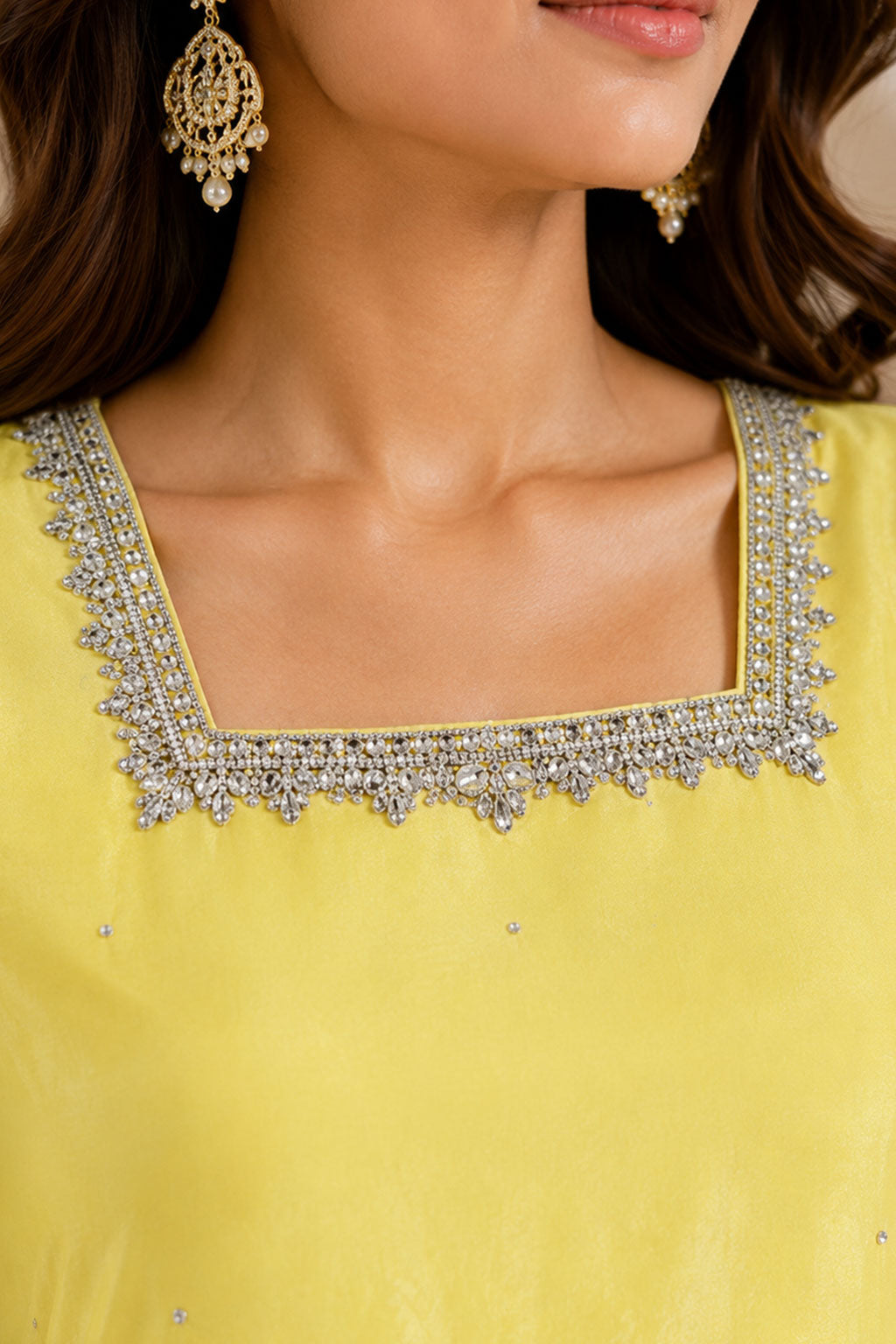 Lemon Yellow Embellished 3-Piece Sharara Suit